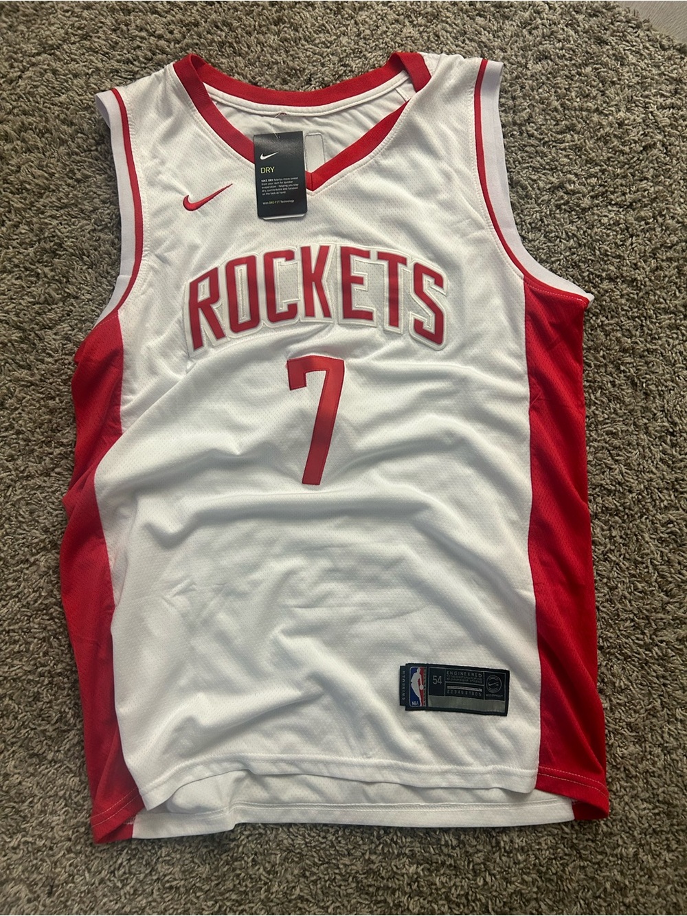 NBA White and Red Rockets #7 Replica Jersey